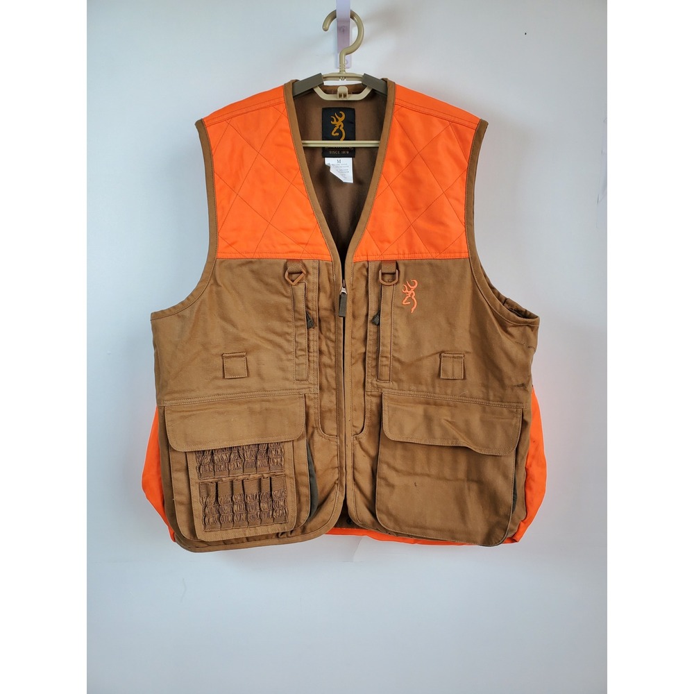 Browning Upland Vest Orange Brown Cotton Canvas Hunting Game M Warcore Tactical